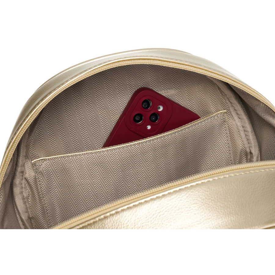 Złoty pikowany błyszczący plecak damski ze skóry ekologicznej mały Peterson - obrazek 8