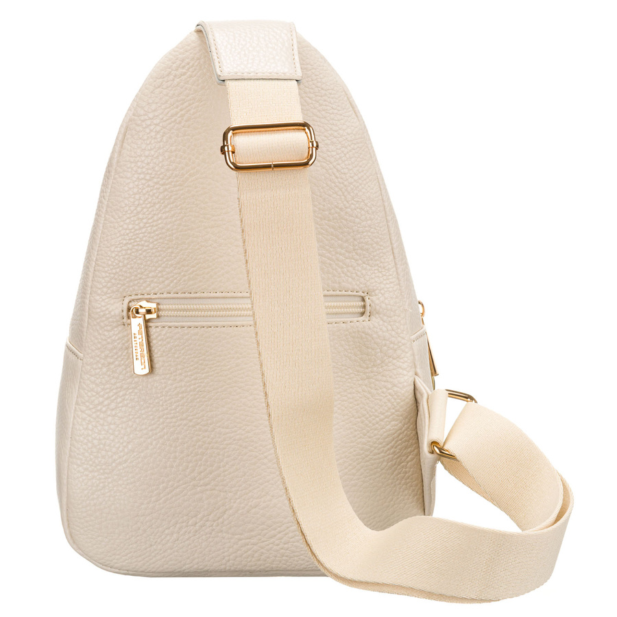 Beżowa saszetka damska z szerokim materiałowym paskiem crossbody plecak na jedno ramię eko skóra Peterson - obrazek 4