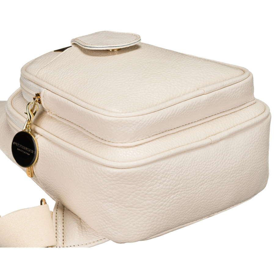 Beżowa saszetka damska z szerokim materiałowym paskiem crossbody plecak na jedno ramię eko skóra Peterson - obrazek 5