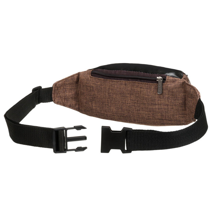 Miejska saszetka w brązowym kolorze zawieszona na regulowanym pasku - obrazek 4