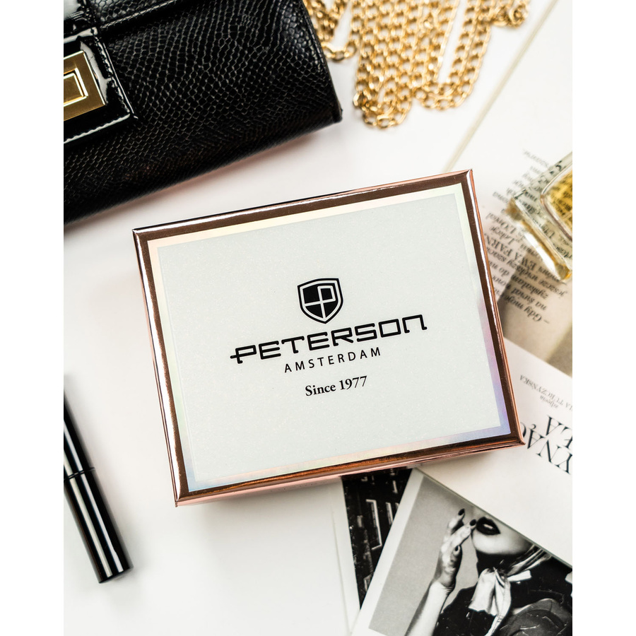 Elegancki, brązowy portfel damski ze skóry ekologicznej z systemem RFID - Peterson - obrazek 9