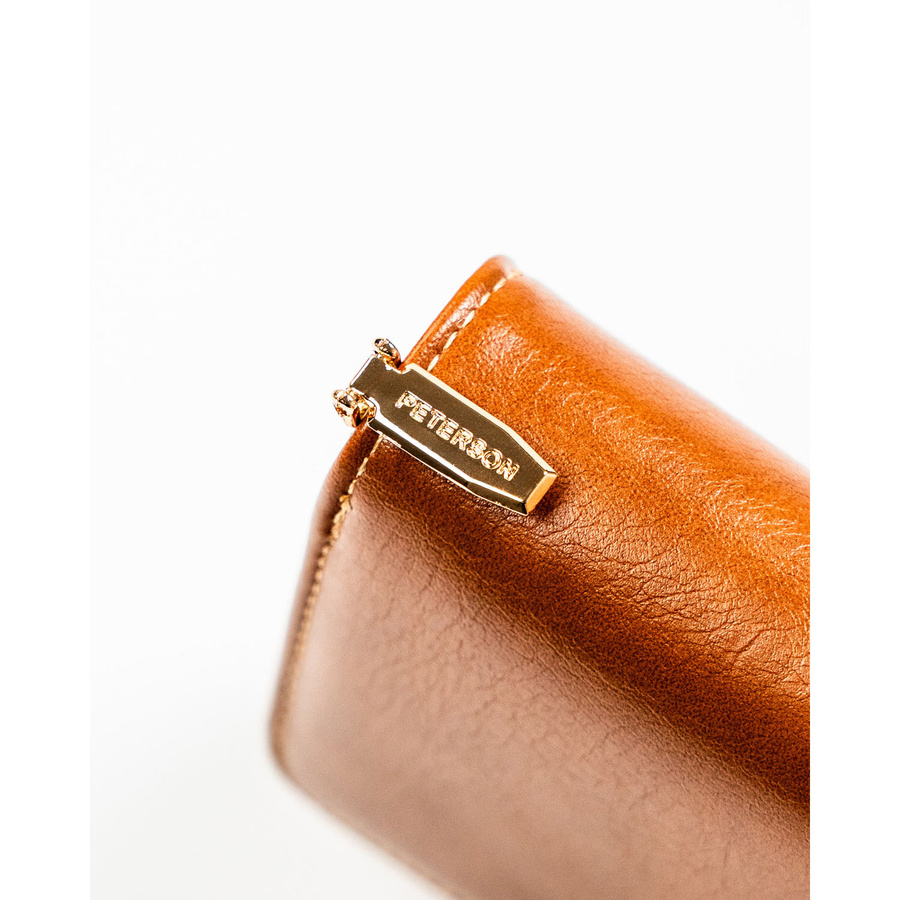 Elegancki, brązowy portfel damski ze skóry ekologicznej z systemem RFID - Peterson - obrazek 8