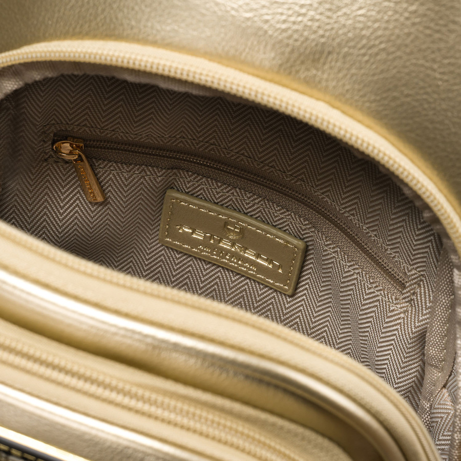 Złota błyszcząca saszetka nerka damska ze skóry ekologicznej plecaczek na jedno ramię Peterson - obrazek 6