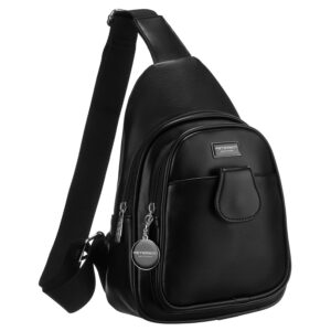 Czarna funkcjonalna saszetka damska z szerokim regulowanym paskiem nerka crossbody eko skóra Peterson