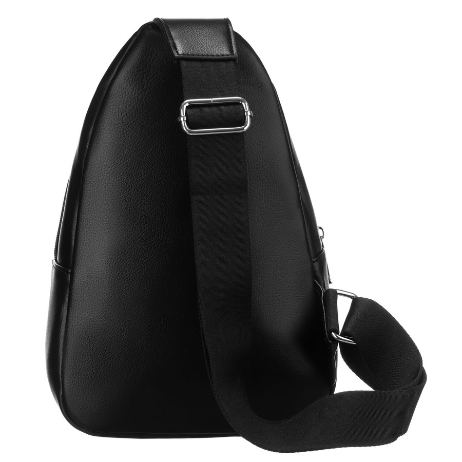 Czarna funkcjonalna saszetka damska z szerokim regulowanym paskiem nerka crossbody eko skóra Peterson - obrazek 4