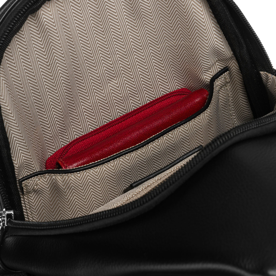 Czarna funkcjonalna saszetka damska z szerokim regulowanym paskiem nerka crossbody eko skóra Peterson - obrazek 7