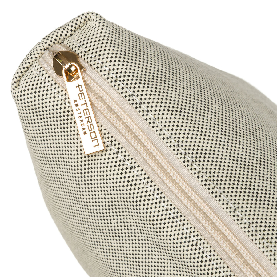 Miejska torba damska wykonana ze skóry naturalnej i włókna poliamidowego w beżowo-czarnym kolorze - Peterson - obrazek 11