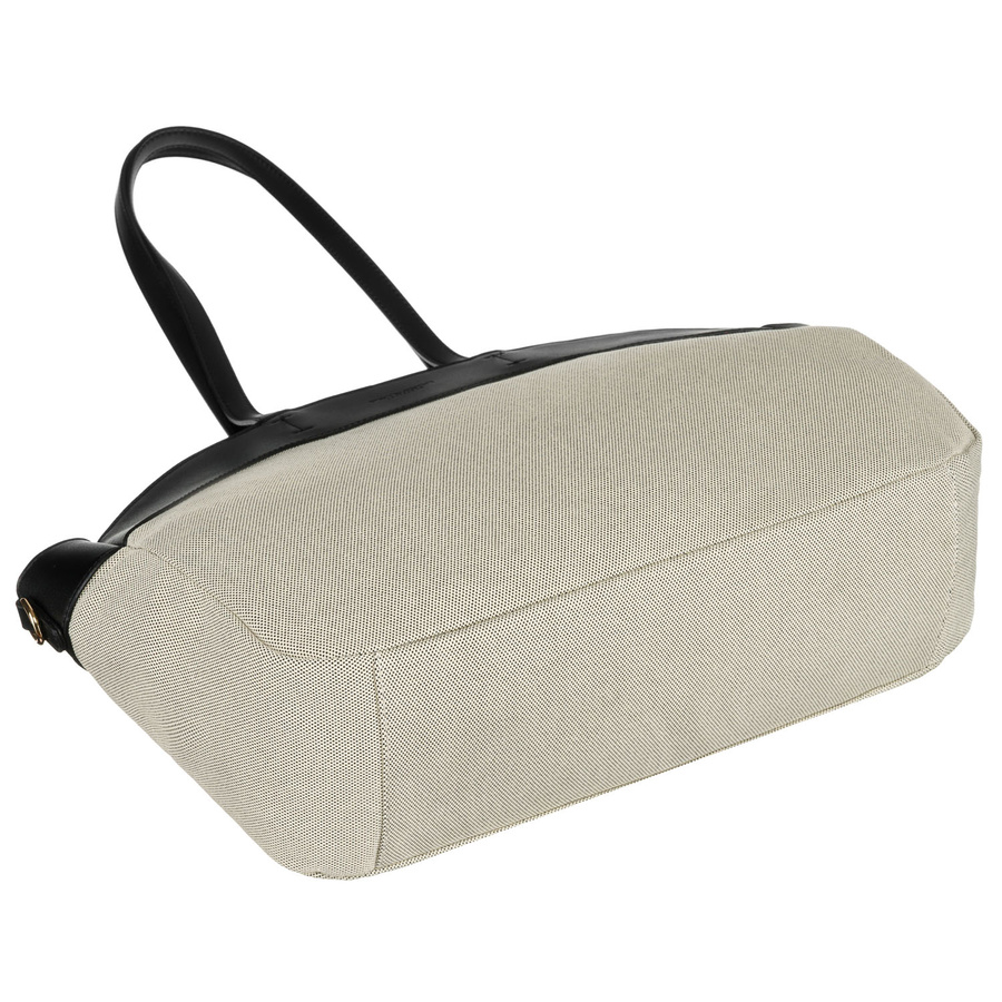 Miejska torba damska wykonana ze skóry naturalnej i włókna poliamidowego w beżowo-czarnym kolorze - Peterson - obrazek 12