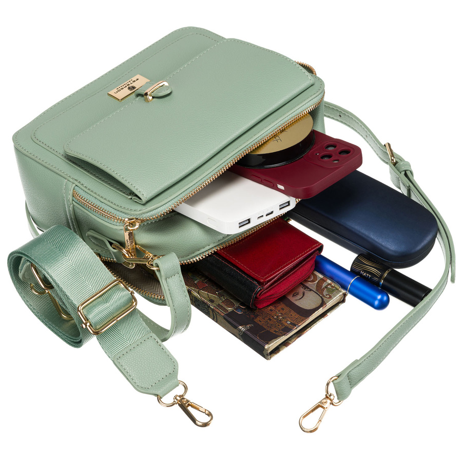 Modna listonoszka damska w zielonym kolorze wykonana ze skóry ekologicznej - Peterson - obrazek 12