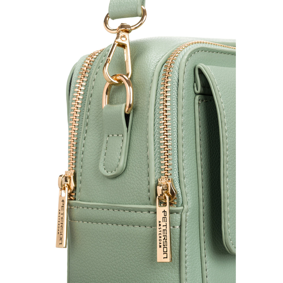 Modna listonoszka damska w zielonym kolorze wykonana ze skóry ekologicznej - Peterson - obrazek 7