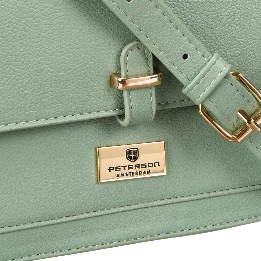 Modna listonoszka damska w zielonym kolorze wykonana ze skóry ekologicznej - Peterson - obrazek 6