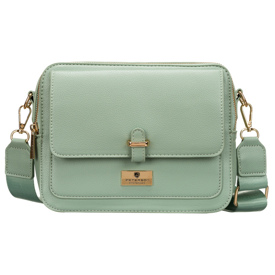 Modna listonoszka damska w zielonym kolorze wykonana ze skóry ekologicznej - Peterson - obrazek 4