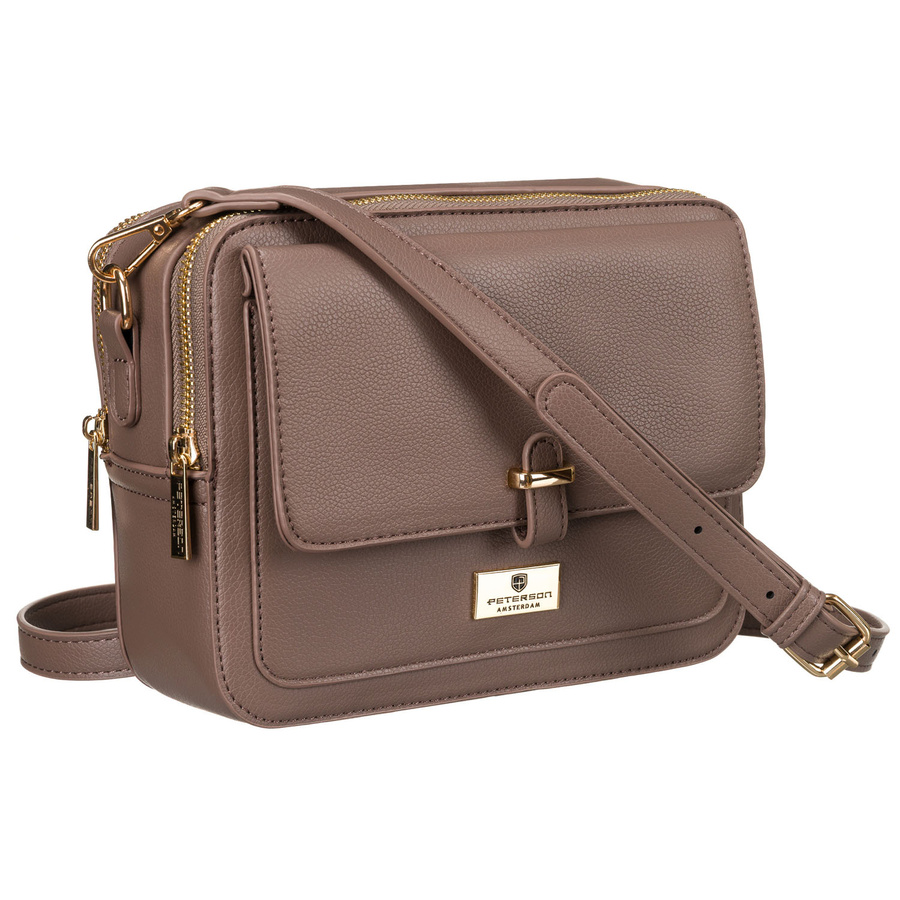 Brązowa listonoszka damska wykonana ze skóry ekologicznej - Peterson - obrazek 2
