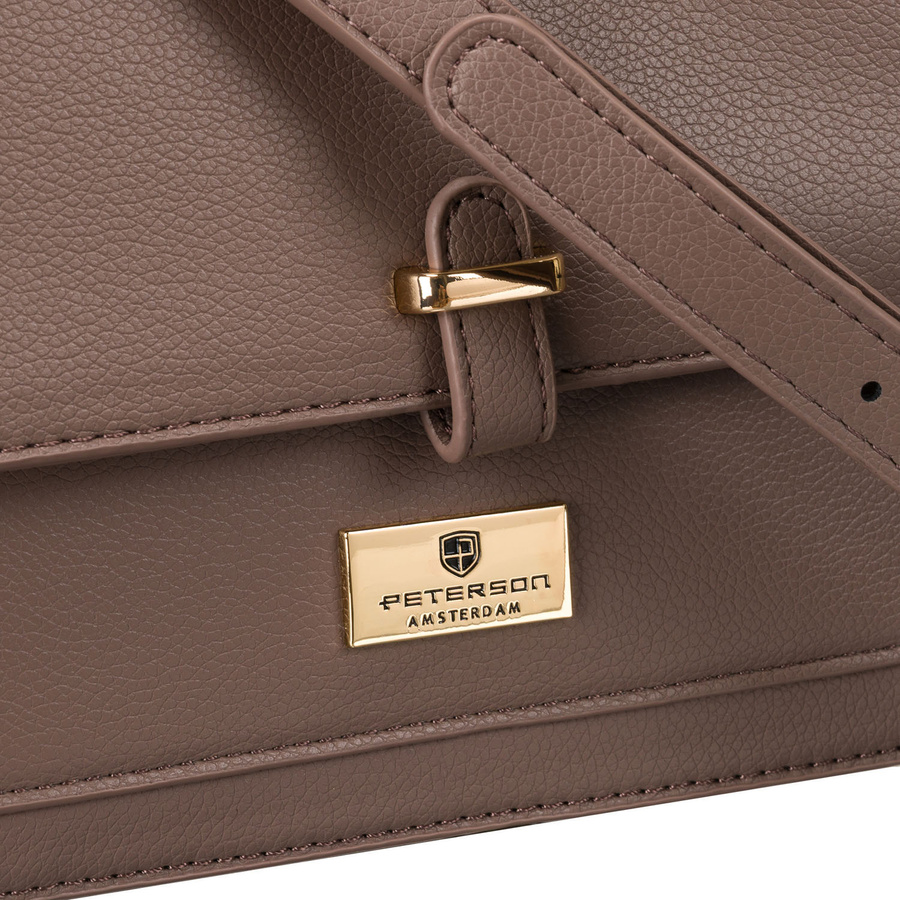 Brązowa listonoszka damska wykonana ze skóry ekologicznej - Peterson - obrazek 9