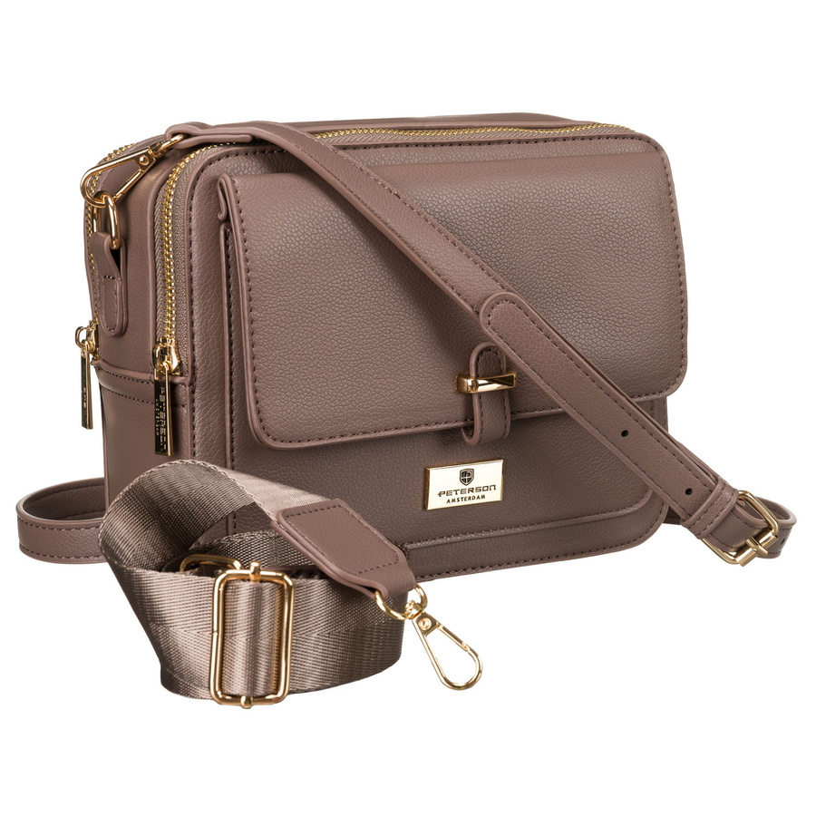 Brązowa listonoszka damska wykonana ze skóry ekologicznej - Peterson