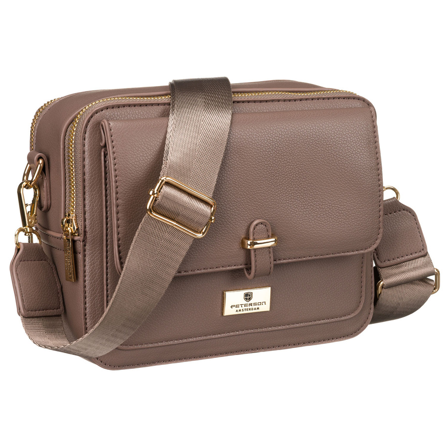 Brązowa listonoszka damska wykonana ze skóry ekologicznej - Peterson - obrazek 3