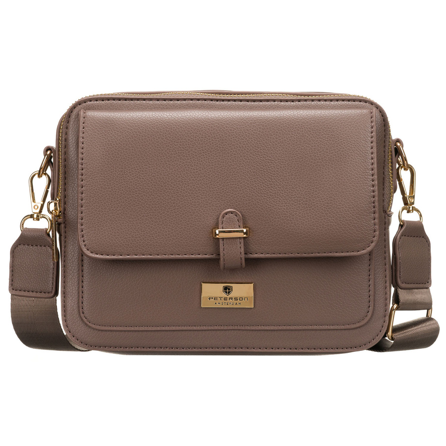 Brązowa listonoszka damska wykonana ze skóry ekologicznej - Peterson - obrazek 4