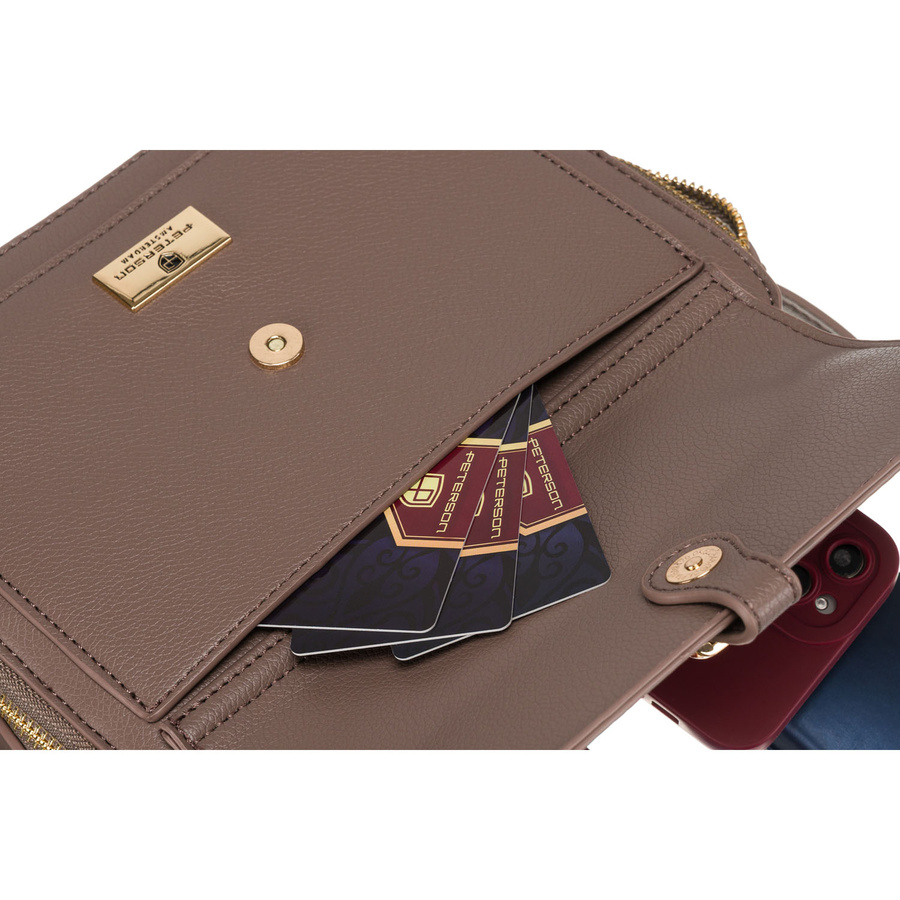 Brązowa listonoszka damska wykonana ze skóry ekologicznej - Peterson - obrazek 8