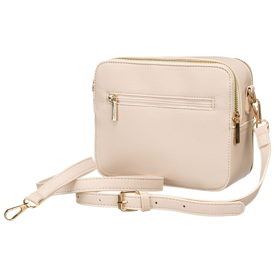 Listonoszka damska ze skóry ekologicznej w beżowym kolorze zapinana na magnes i suwak - Peterson - obrazek 6