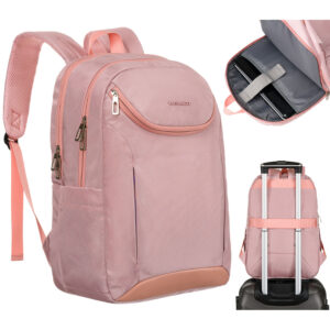 Różowy, miejski i pojemny plecak z nylonu z przegrodą na laptopa - Peterson