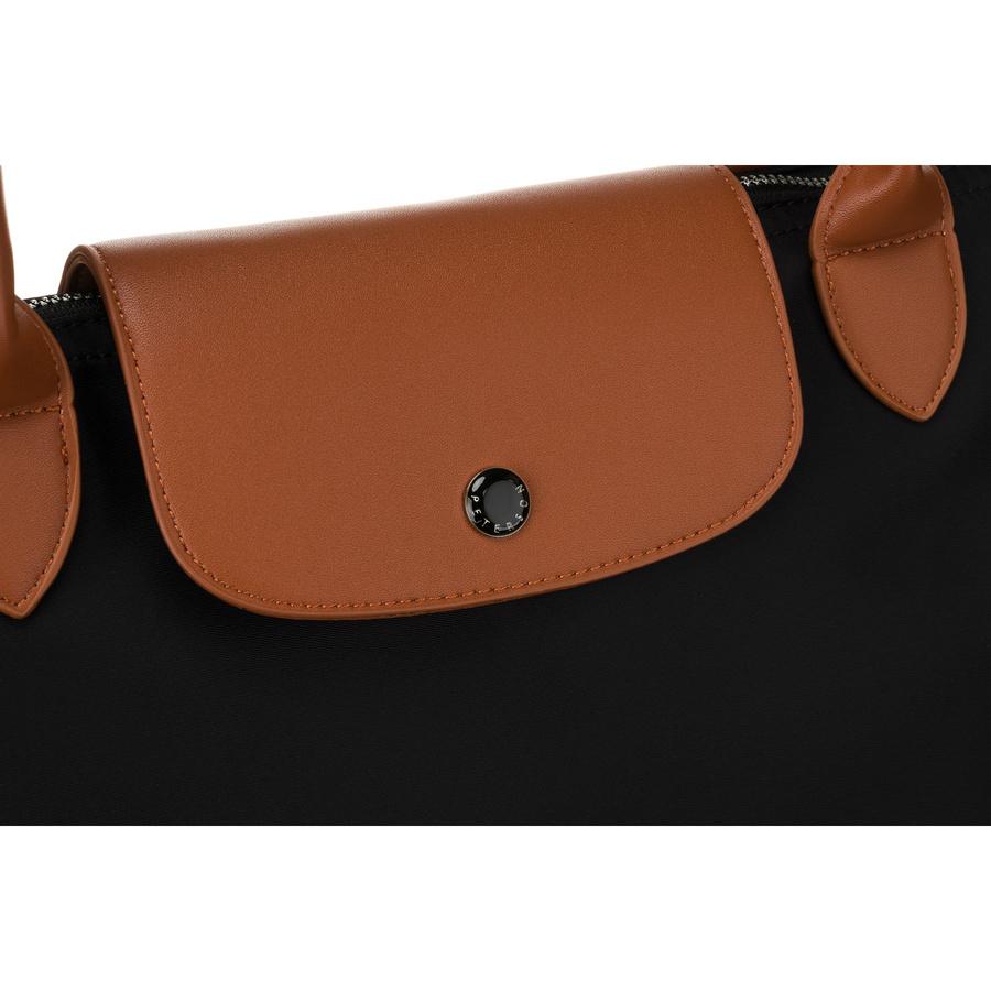 Klasyczna shopperka damska wykonana z poliestru w czarnym kolorze - Peterson - obrazek 3