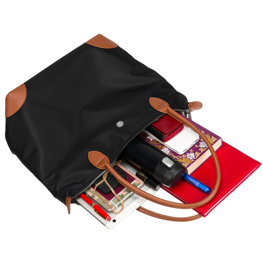 Klasyczna shopperka damska wykonana z poliestru w czarnym kolorze - Peterson - obrazek 7