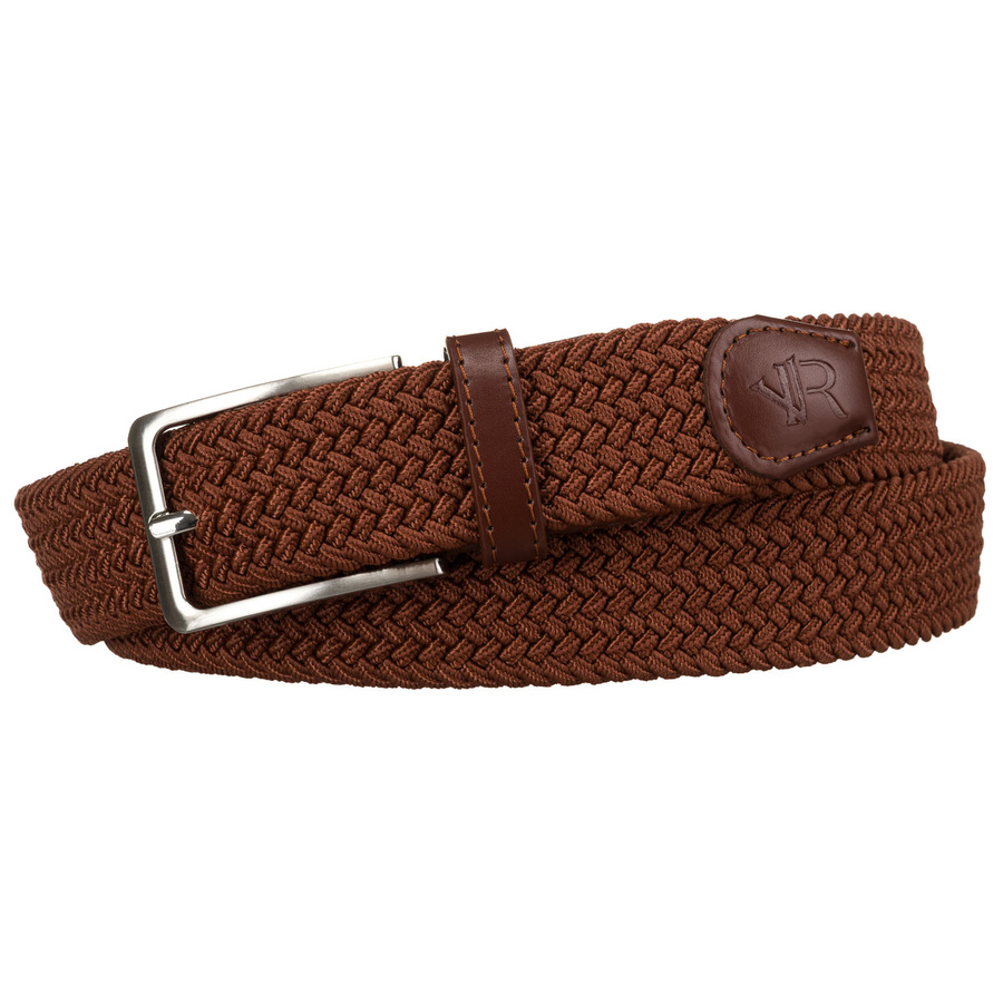 Jasnobrązowy, pleciony pasek parciany z tradycyjną, srebrną klamrą - Rovicky - obrazek 2