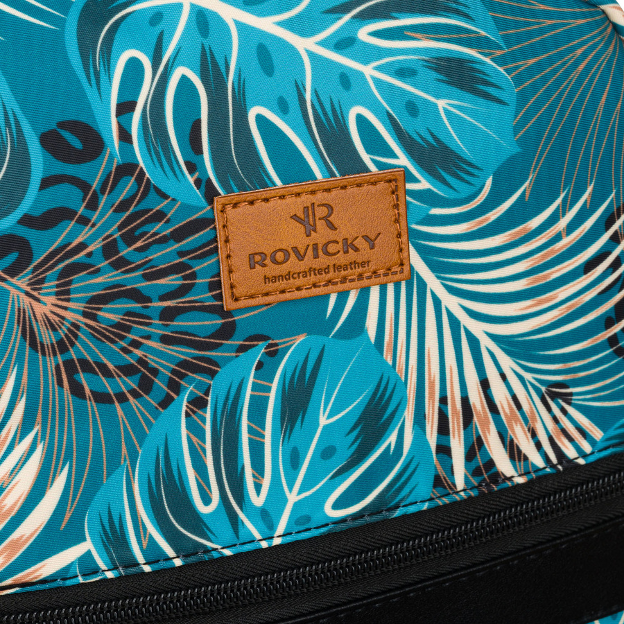 Wielokolorowy, miejski plecak damski pokryty roślinnym wzorem - Rovicky - obrazek 4