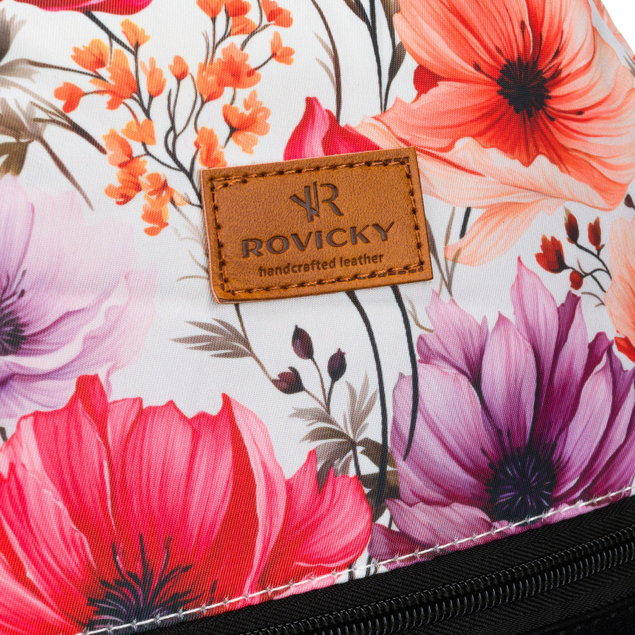 Wielokolorowy plecak damski w kwiaty zawieszony na regulowanych szelkach - Rovicky - obrazek 4
