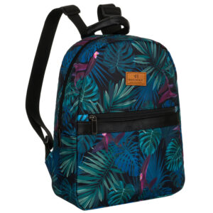 Wielokolorowy plecak damski z poliestru w piękny wzór liści - Rovicky