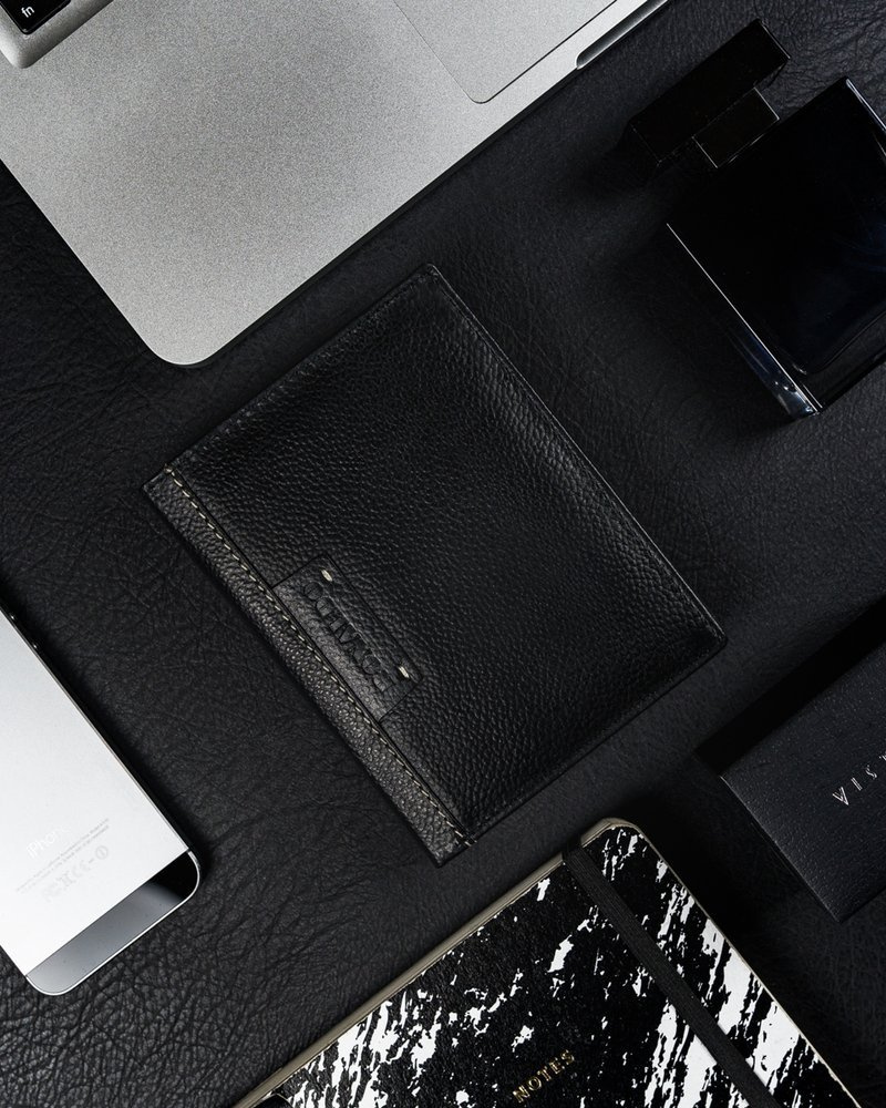 Duży skórzany czarny portfel męski — Ronaldo - obrazek 2