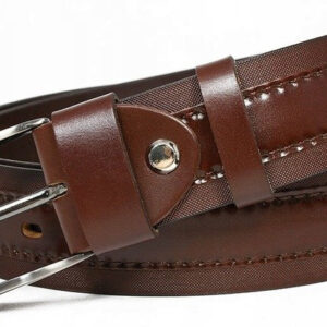 Stylowy pasek męski z delikatną fakturą i skórzanym lampasem - Rovicky