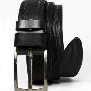 Skórzany pasek męski ze stylowym motywem żłobień  - Rovicky