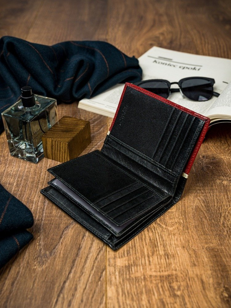 Pionowy, dwukolorowy portfel męski ze skóry naturalnej - Rovicky - obrazek 9