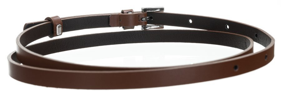 Klasyczny, wąski pasek damski ze srebrną, metalową klamerką - obrazek 3