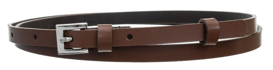 Klasyczny, wąski pasek damski ze srebrną, metalową klamerką - obrazek 6