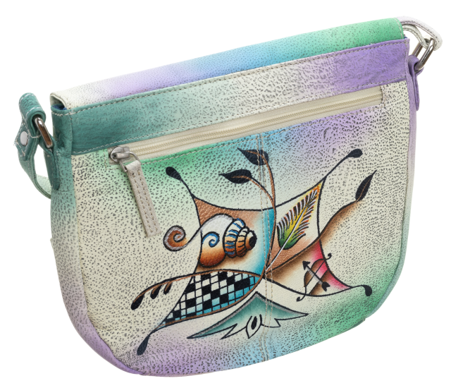 Piękna torebka folk ręcznie malowana skóra handmade - obrazek 2