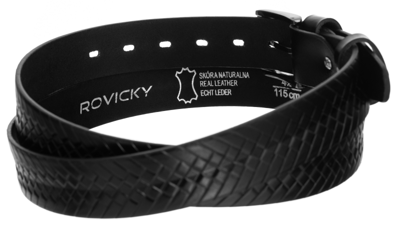 Skórzany pasek męski do garnituru klamra pleciony - Rovicky - obrazek 5