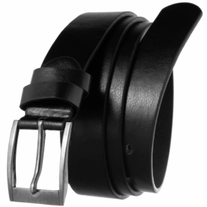 Klasyczny pasek ze srebrną klamrą, model unisex, skóra ekologiczna - Cavaldi