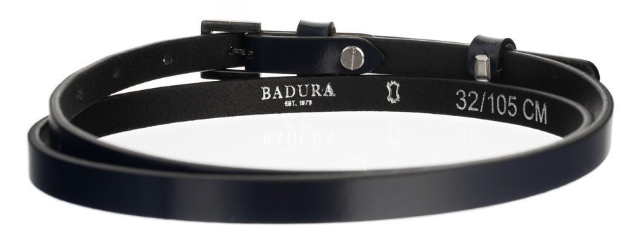 Wąski, skórzany pasek damski ze sprzączką, do sukienki - Rovicky - obrazek 4