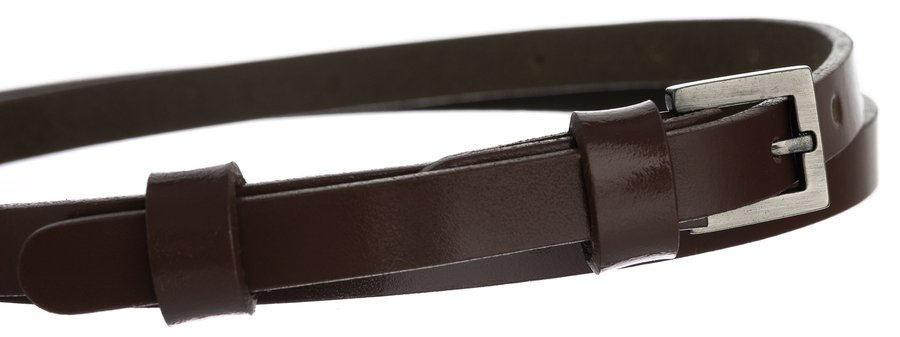 Wąski, skórzany pasek damski ze sprzączką, do sukienki - Rovicky - obrazek 3