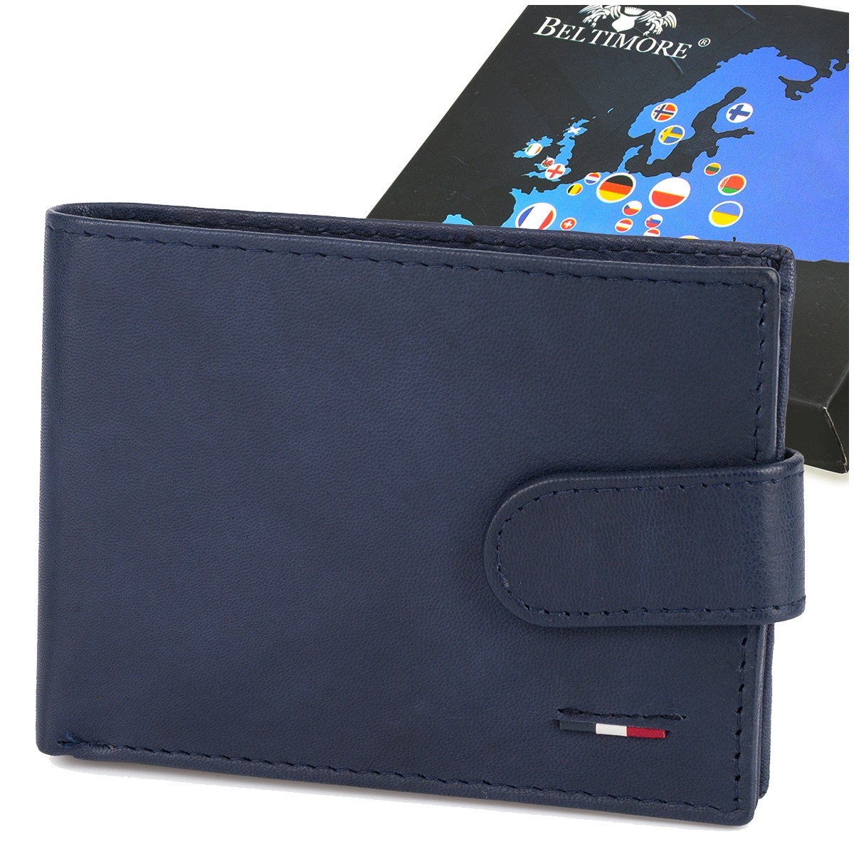 Portfel skórzany męski RFiD Beltimore D58 granatowy
